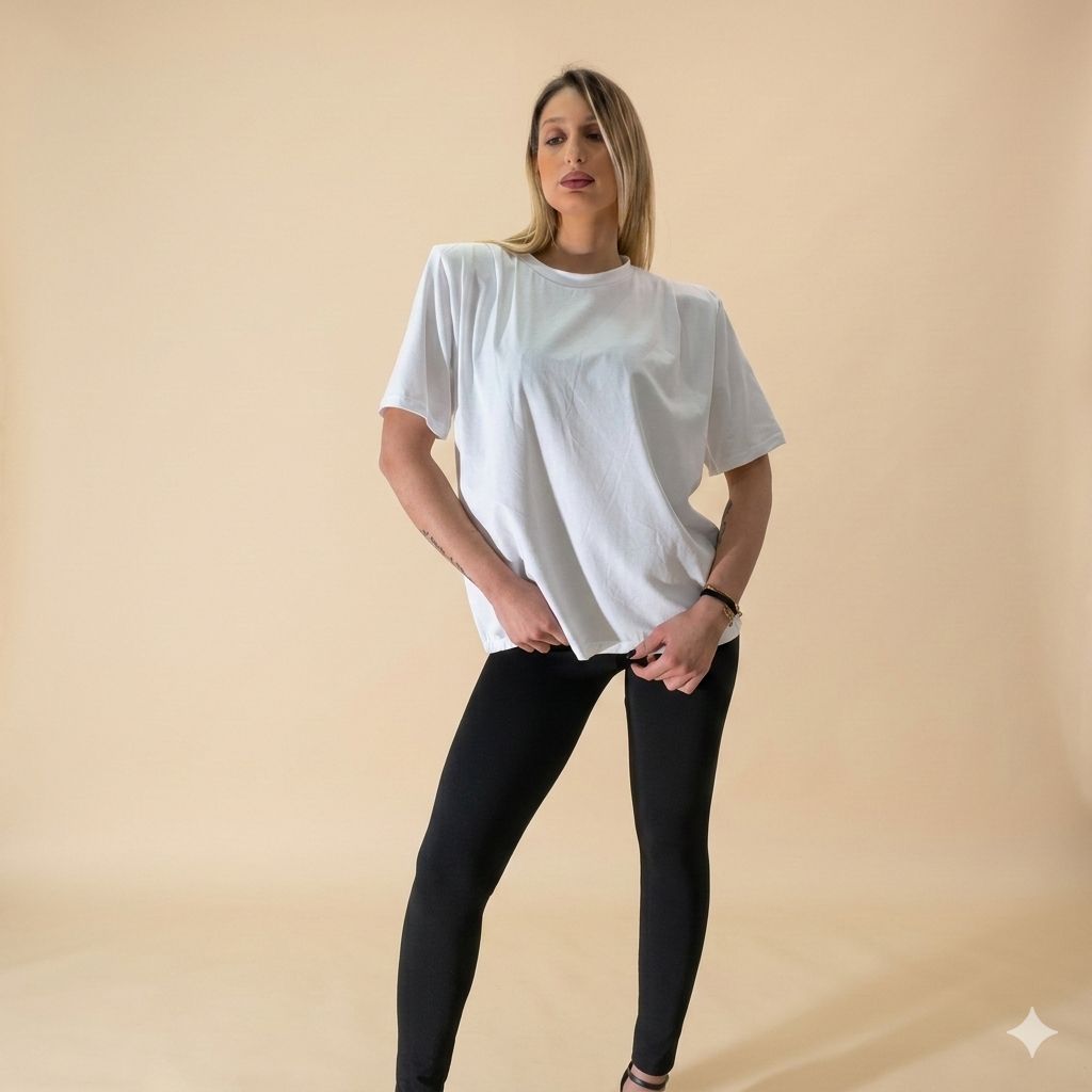 Maglia in Cotone con Spalline Oversize