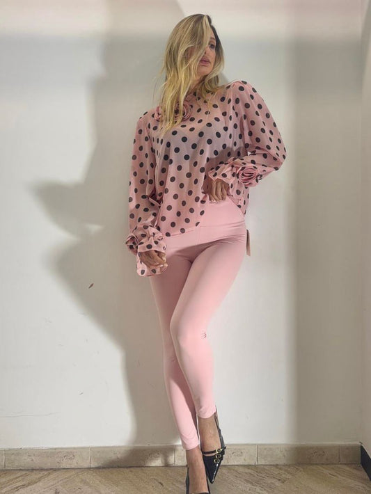 Camicia Pois Semi Velata - Manica a Sbuffo