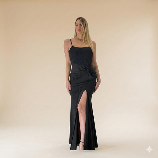 Dress Lungo con Spacco e Ricami