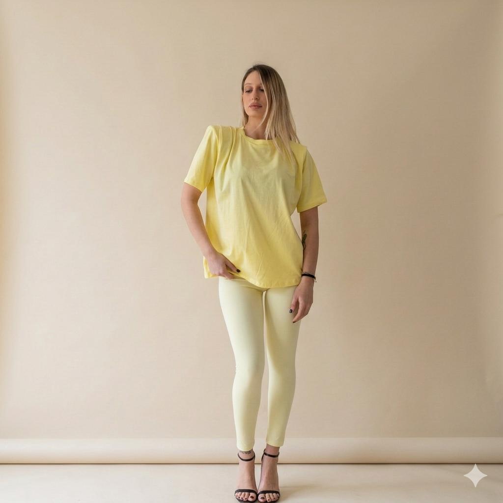 Maglia in Cotone con Spalline Oversize