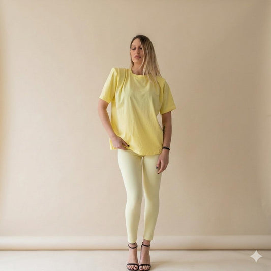 Maglia in Cotone con Spalline Oversize