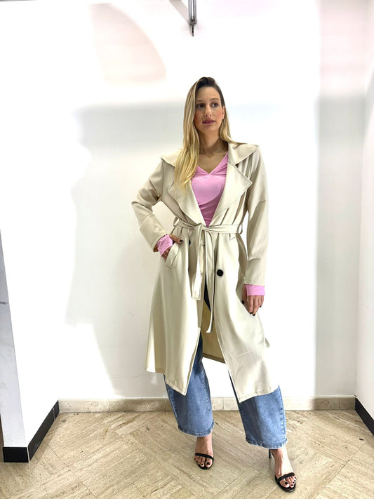 Trench Lungo con Cintura - Elegante